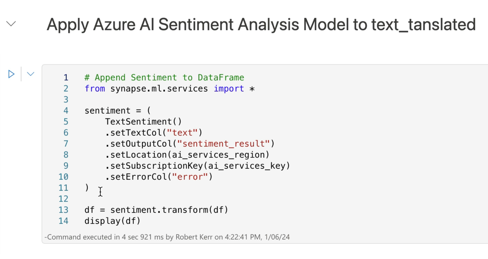 How to Apply AI-Driven Sentiment Analysis models in a Fabric Data Lake Solution