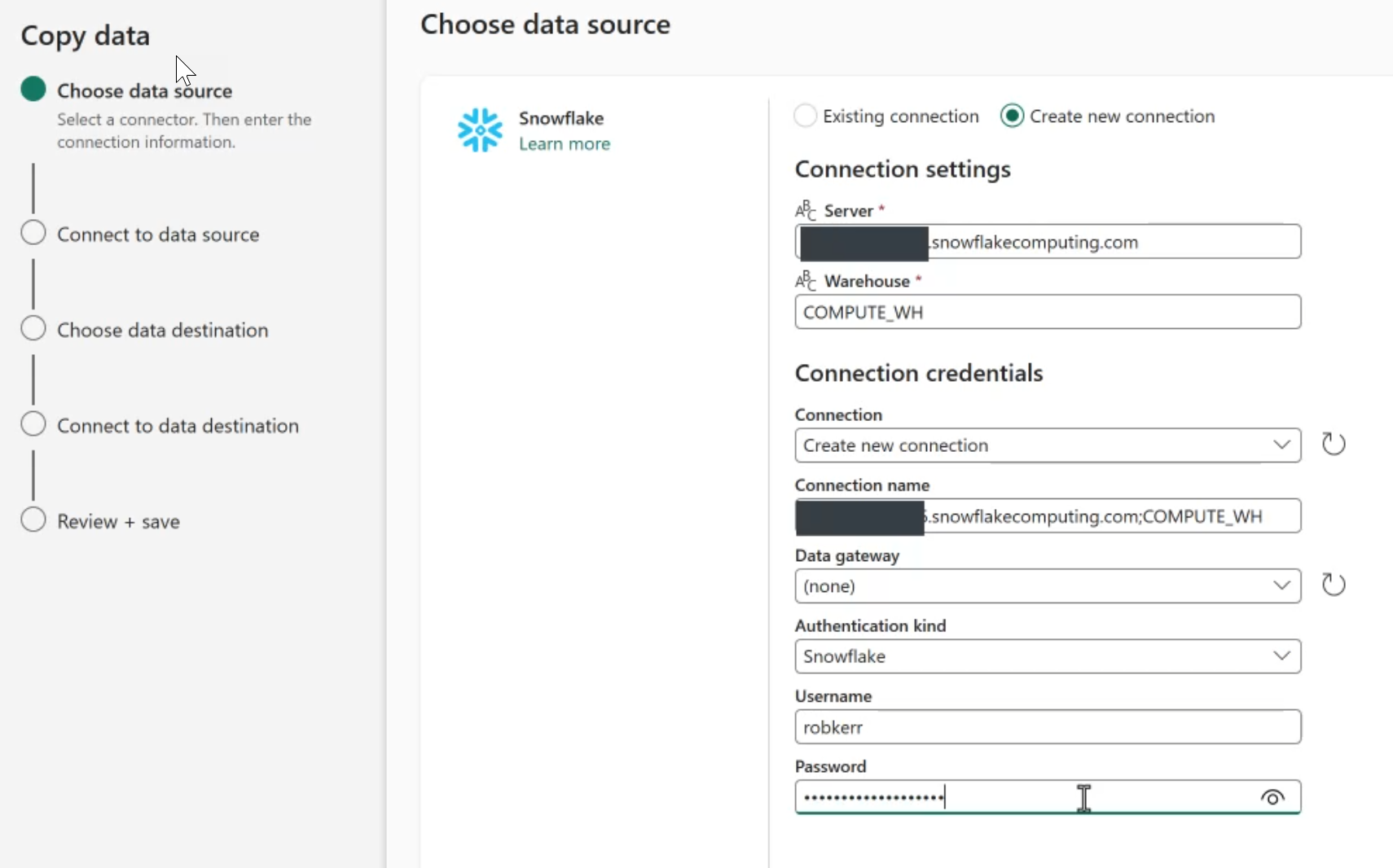 Importing Snowflake data to Microsoft Fabric using a Data Pipeline