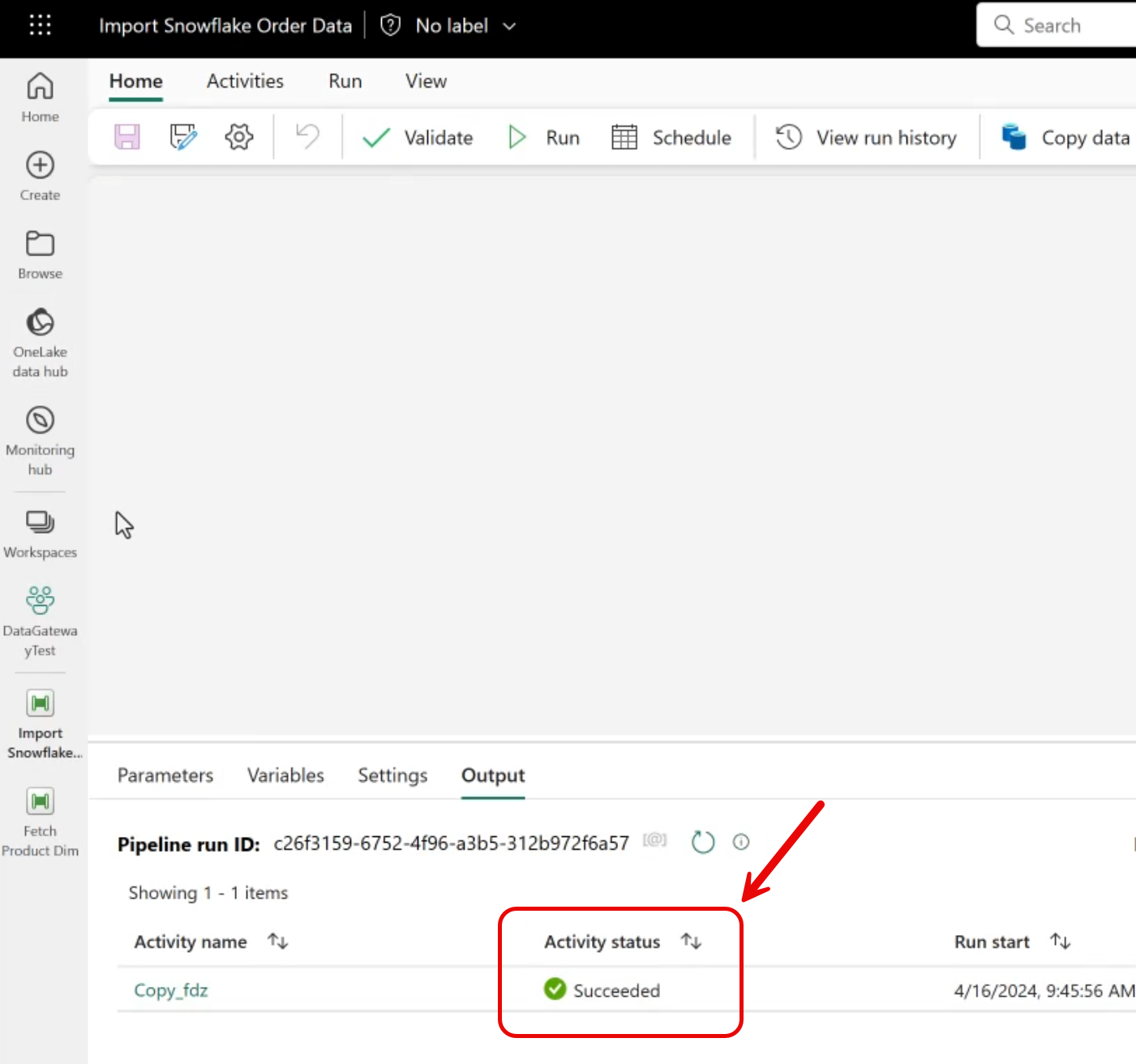 Importing Snowflake data to Microsoft Fabric using a Data Pipeline